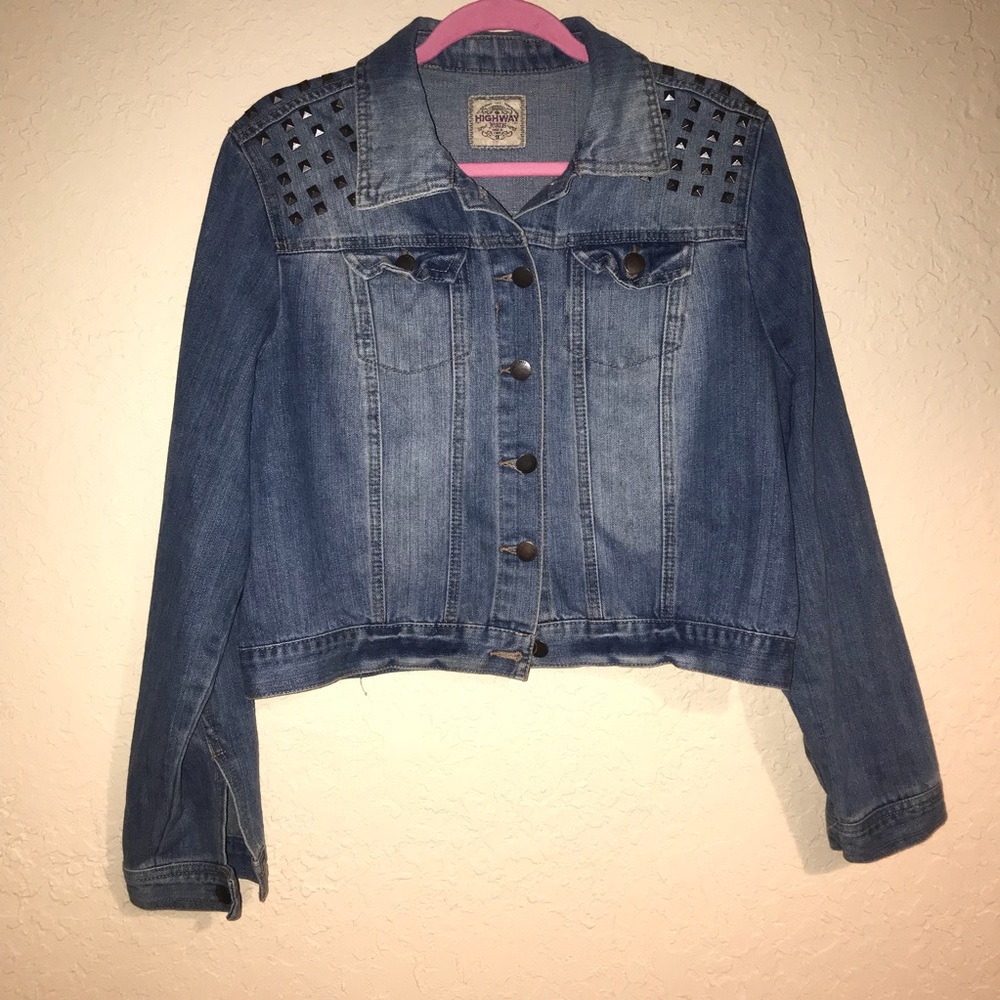 Highway Jeans cropped denim jacket w/ stud detail